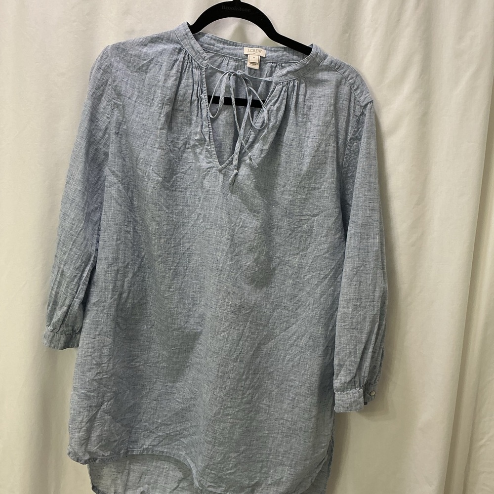 JCrew Light Blue Linen Blouse